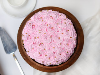 Top View of Round-Shaped Strawberry Cream Cake